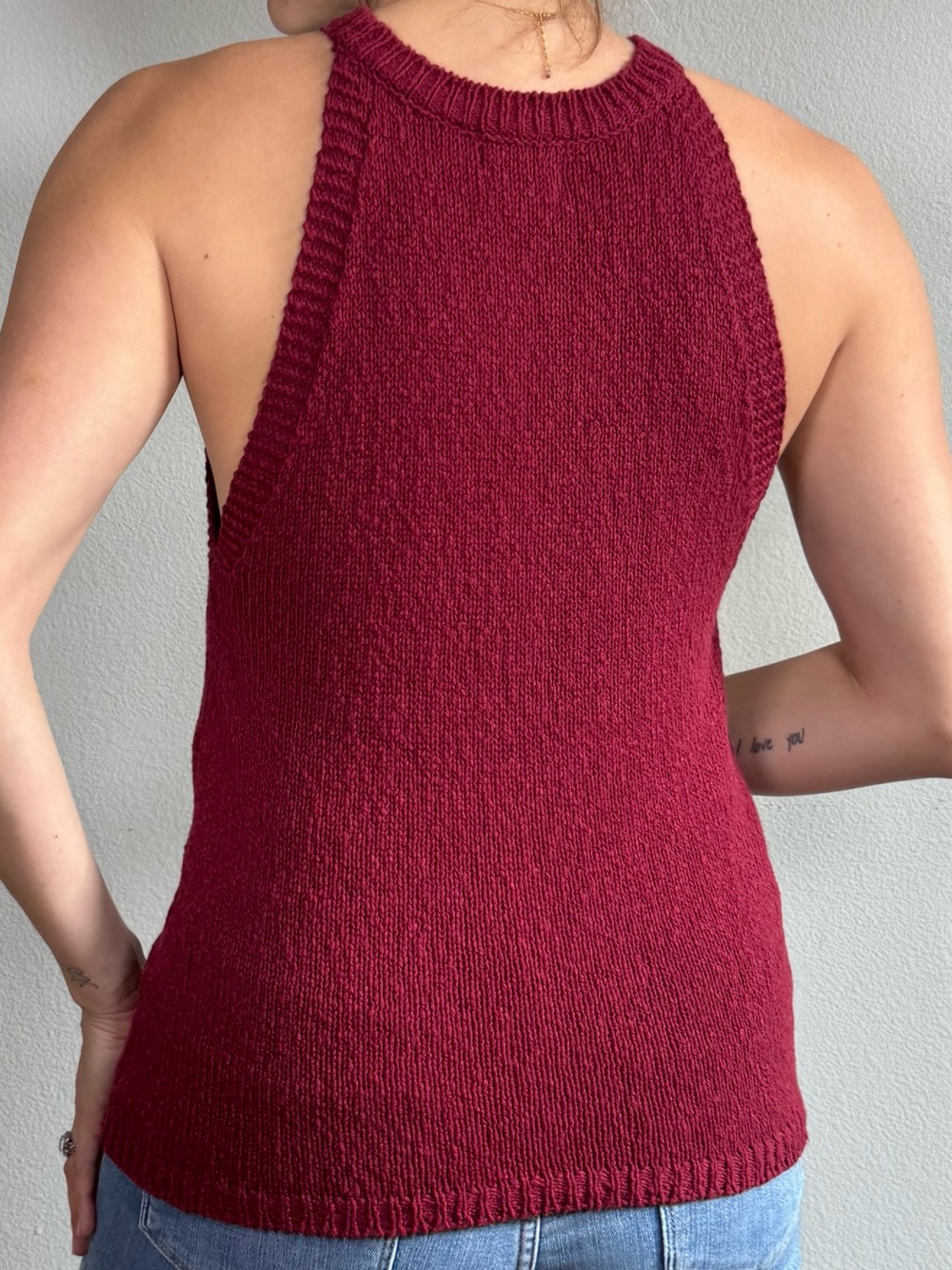 MAEVE Wine-Red Sleeveless Knit Shell